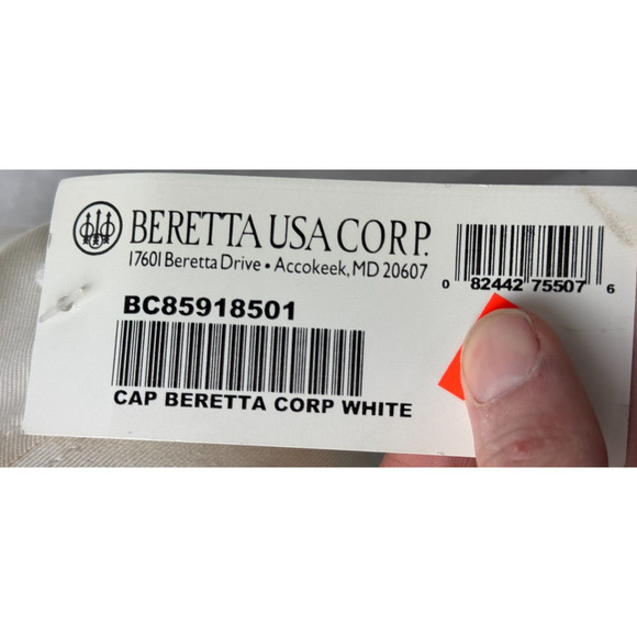 Beretta Core White Baseball Cap Adjustable Strapback Navy Brim Cotton - Picture 6 of 6